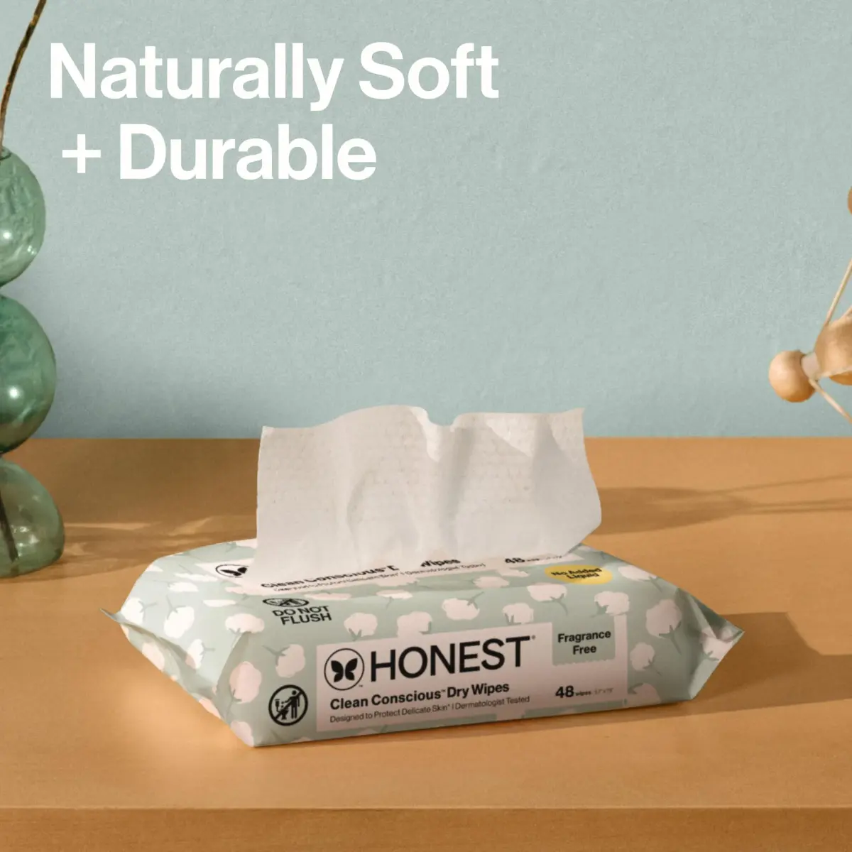 The Honest Company Organic Cotton Dry Wipes 192 Count | Hypoallergenic & Fragrance-Free for Sensitive Skin - view 4