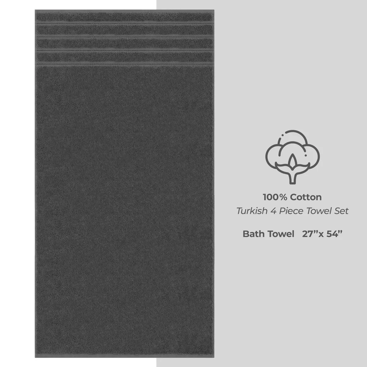 American Soft Linen 100% Cotton Turkish Towels 27"x54" | Luxury 4 PC Bath Towel Set - view 4