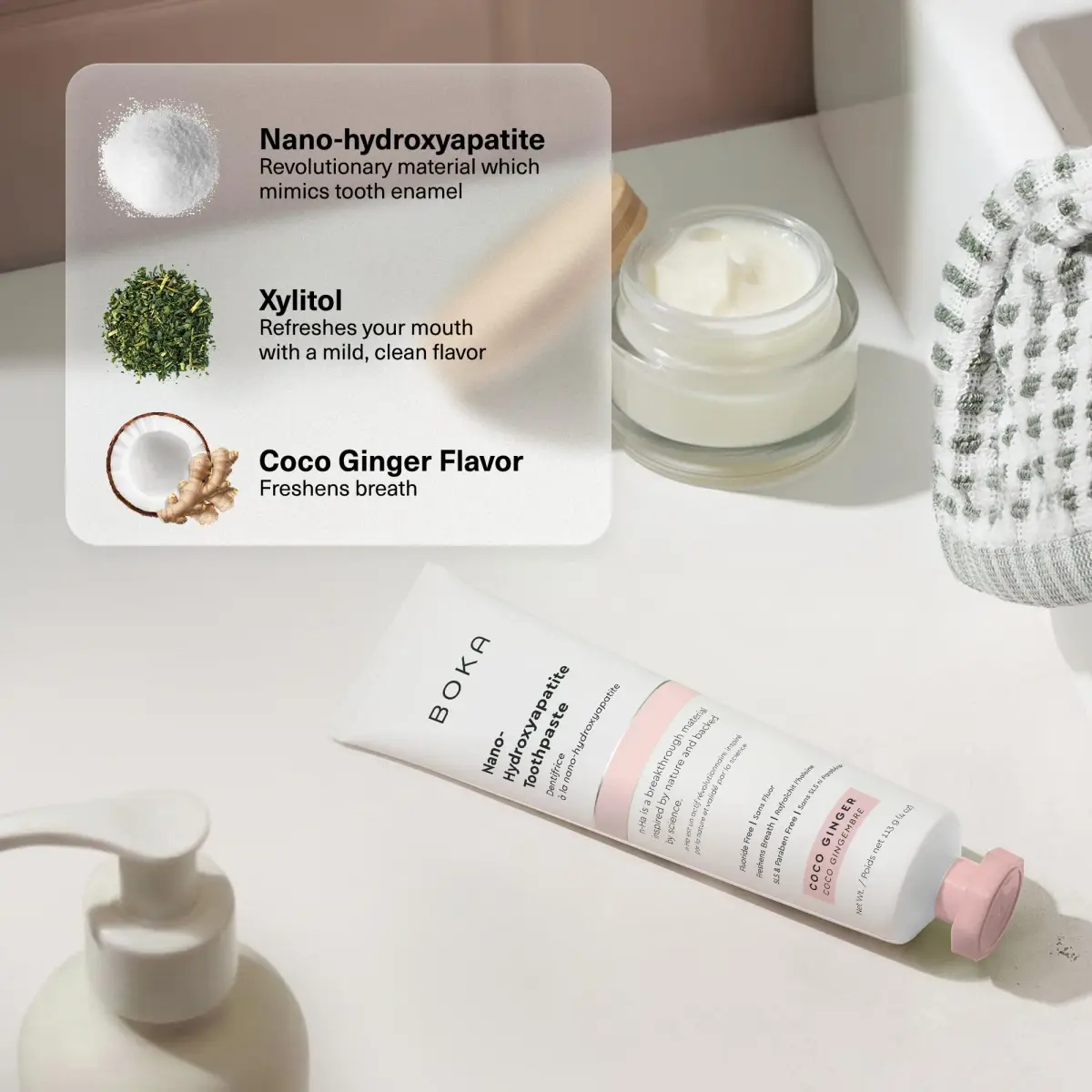 Boka Coco Ginger Toothpaste - Fluoride Free Nano Hydroxyapatite Toothpaste 118ml (4 Oz) | Enamel Care for Sensitive Teeth - view 5