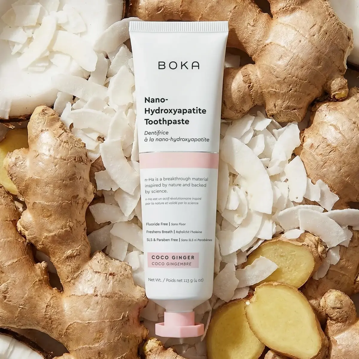 Boka Coco Ginger Toothpaste - Fluoride Free Nano Hydroxyapatite Toothpaste 118ml (4 Oz) | Enamel Care for Sensitive Teeth - view 2