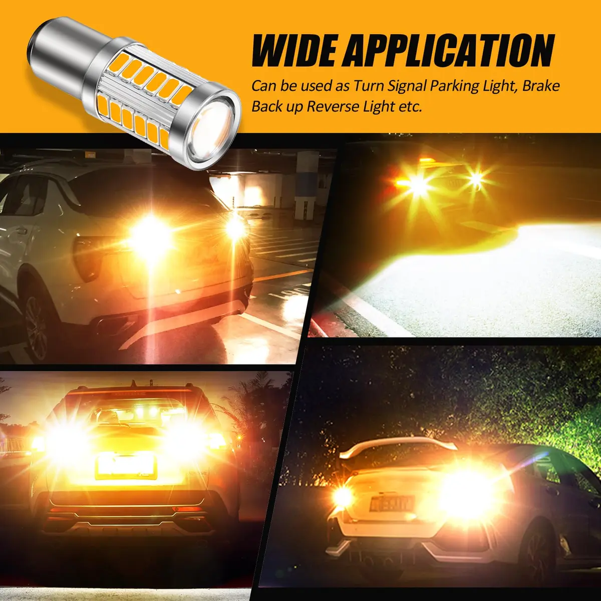 Auxbeam 1157 Amber Yellow LED Bulbs 2-Pack | 3500K Bright Amber, 4000 Lumens/Pair - view 6