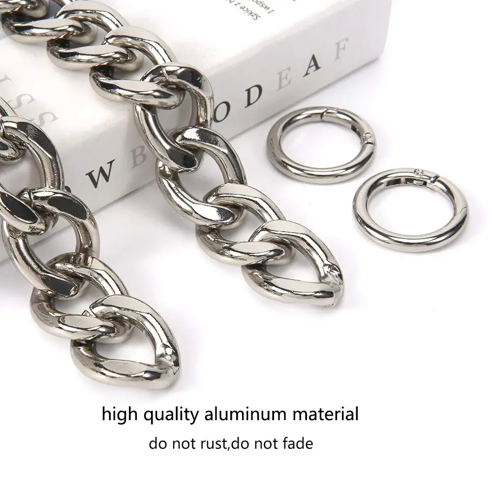 Xiazw Heavy Chunky Aluminum Metal Purse Handle Bag Chain Strap Replacement 55.88 cm (23 inches) | Punk Design with 2 Clasps - view 3