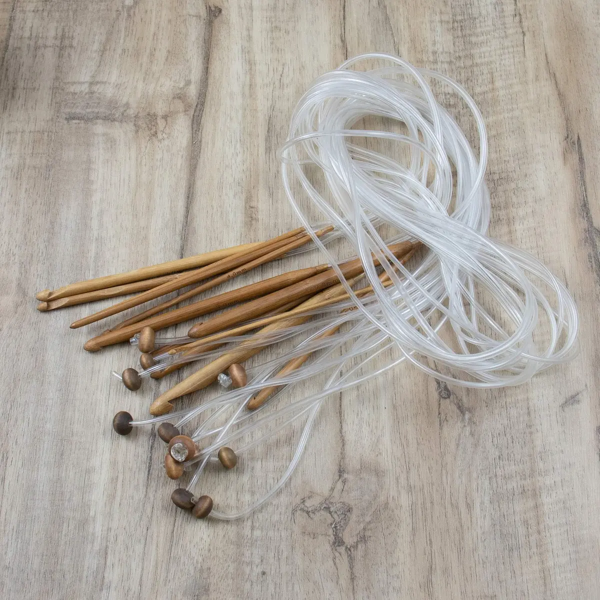 AUEAR Crochet Hook Set of 12 Sizes Bamboo & Plastic Cable | Knitting & Crochet Needles for Carpet Rug Weaving - view 9