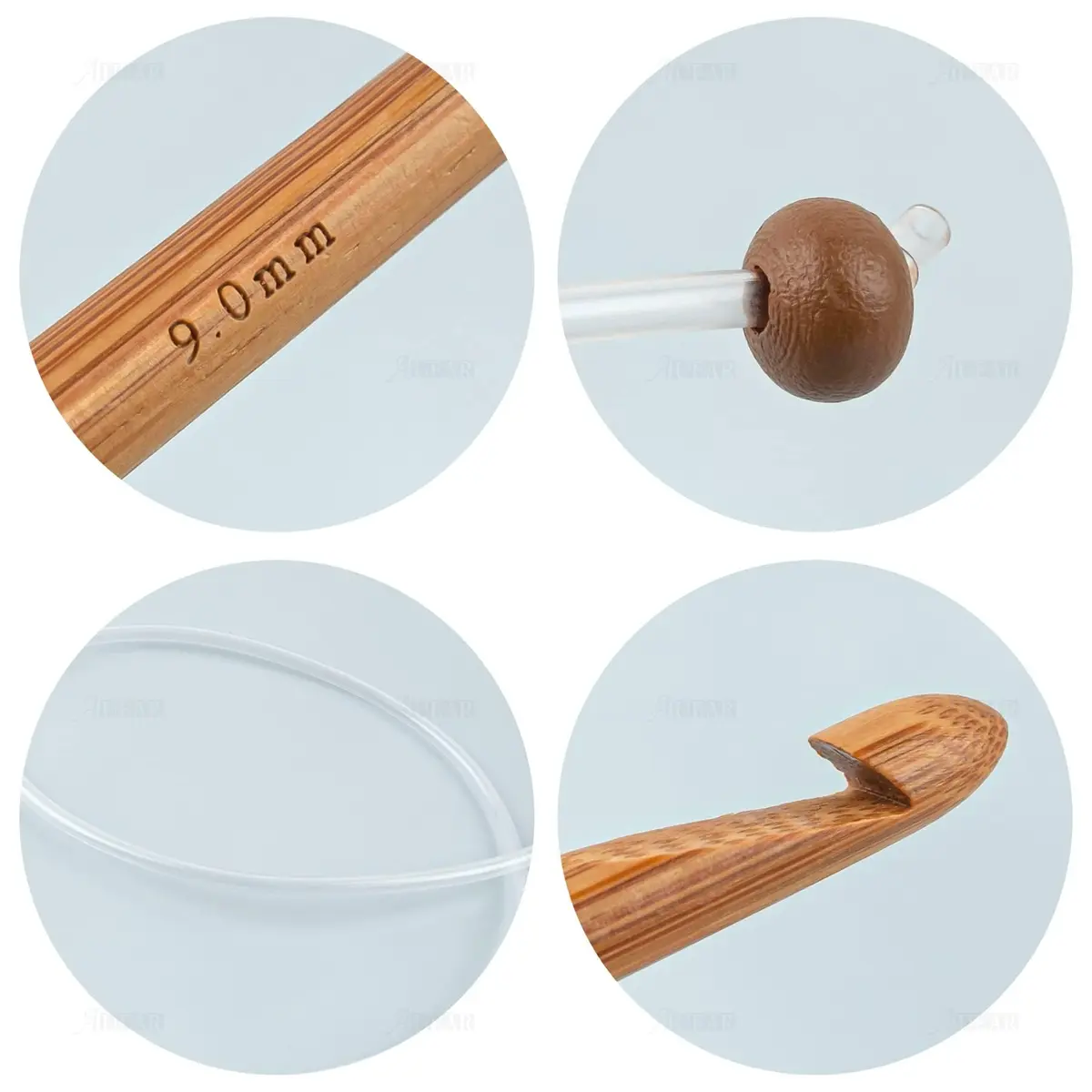 AUEAR Crochet Hook Set of 12 Sizes Bamboo & Plastic Cable | Knitting & Crochet Needles for Carpet Rug Weaving - view 4
