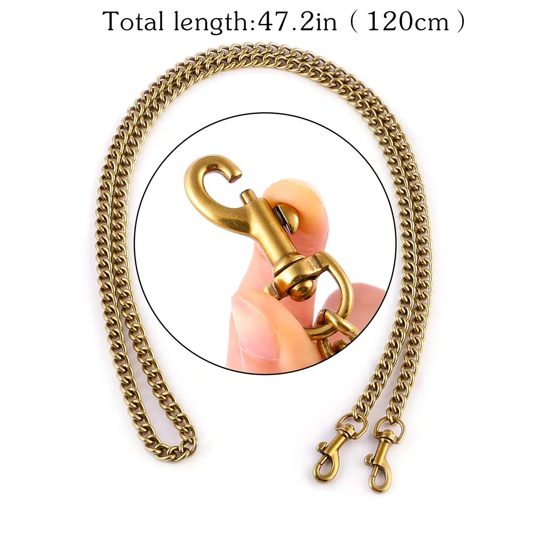OAikor Iron Flat Antique Gold Purse Chain Strap 120 cm (47") | Durable Metal Bag Chain for Handbags - view 4