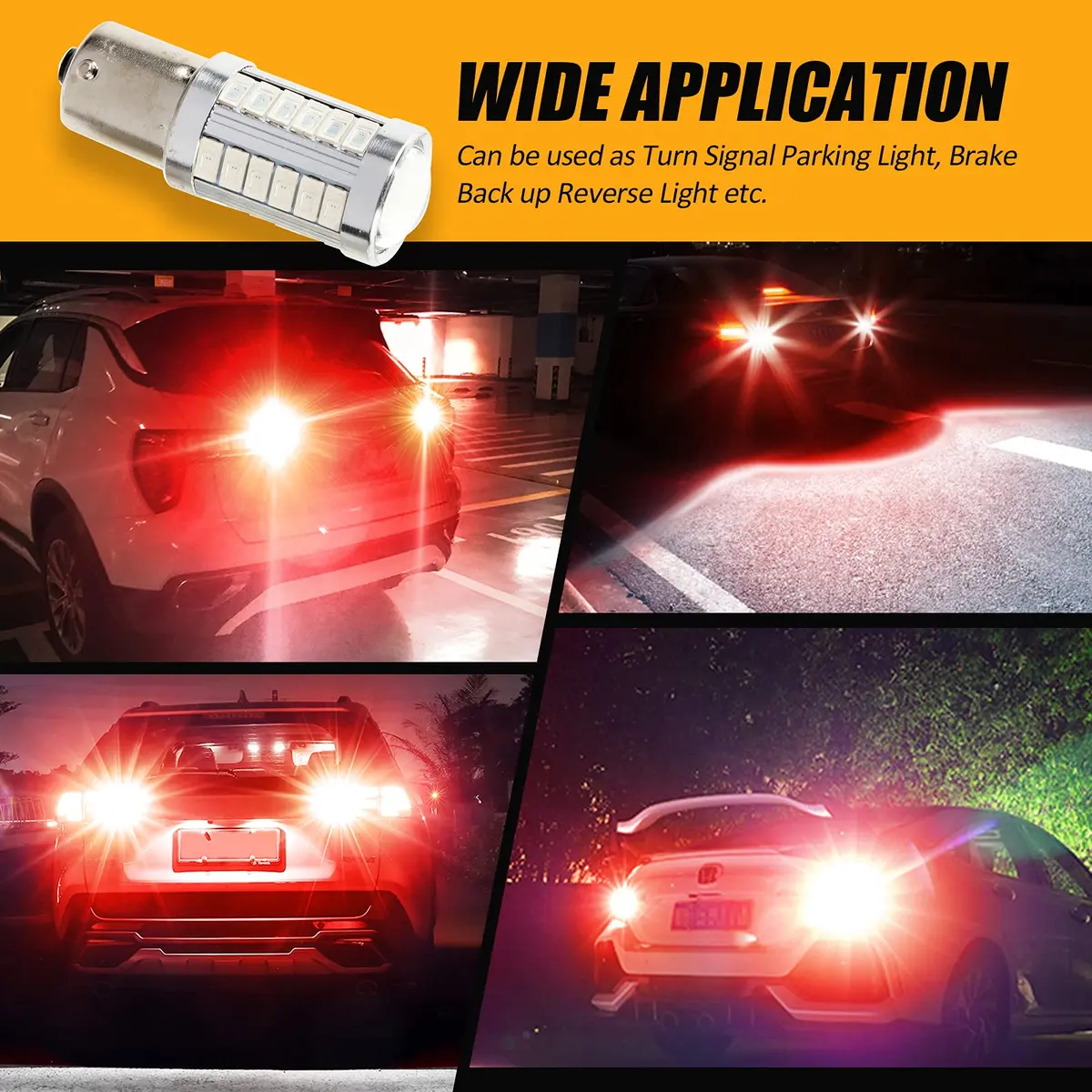 Auxbeam 1156 Brake Bulbs Red | Ultra Bright 4000LM, 30,000H Long Life, Plug & Play - view 6