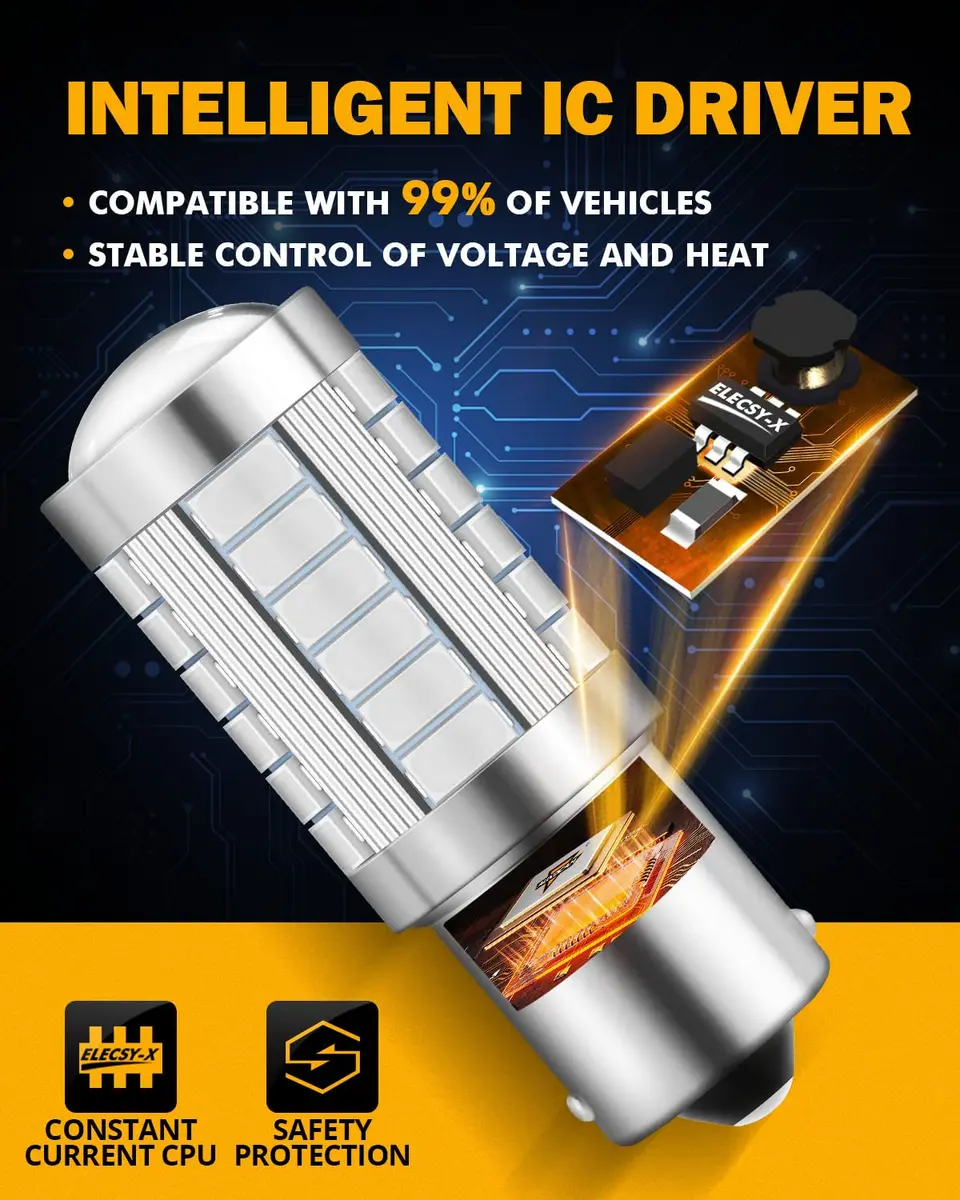 Auxbeam 1156 Brake Bulbs Red | Ultra Bright 4000LM, 30,000H Long Life, Plug & Play - view 8