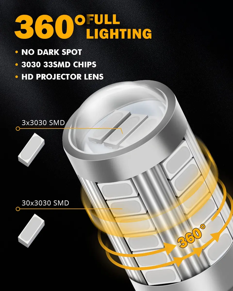 Auxbeam 1156 Brake Bulbs Red | Ultra Bright 4000LM, 30,000H Long Life, Plug & Play - view 3
