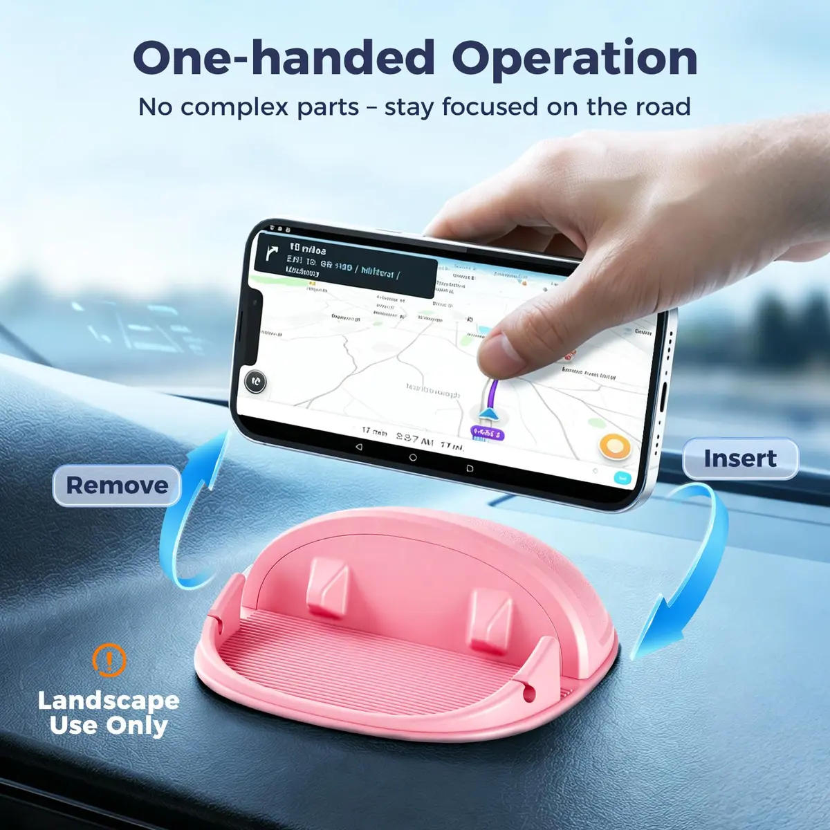 Loncaster Pink Silicone Car Phone Holder Mat 17.8cm (7in) | Stable Slip-Free Dashboard Mount - view 5