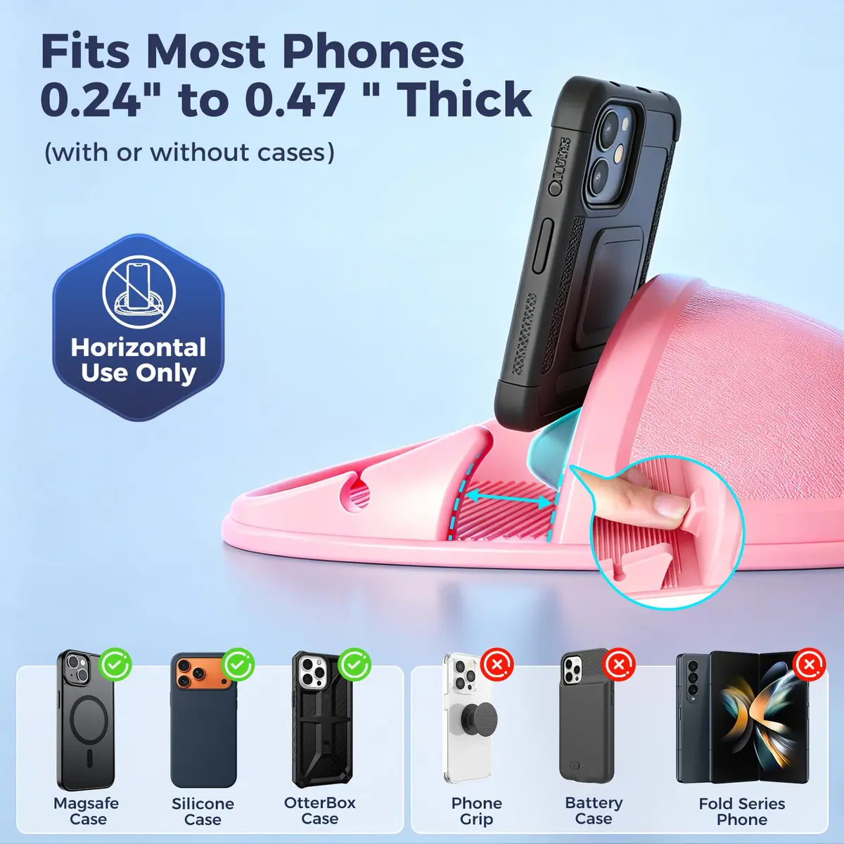 Loncaster Pink Silicone Car Phone Holder Mat 17.8cm (7in) | Stable Slip-Free Dashboard Mount - view 6