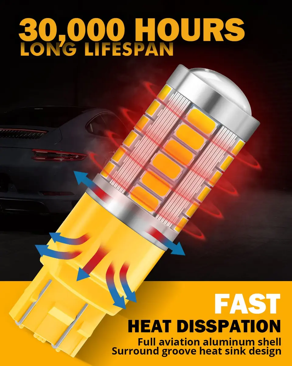 Auxbeam 7443 LED Turn Signal Bulbs 3500K Amber Yellow (Pack of 2) | 4000 Lumens Brightness - view 5