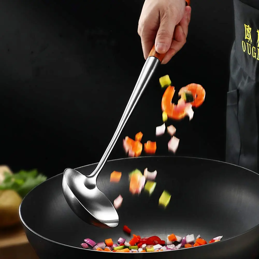 FJNATINH Wok Spatula and Ladle Set | 17in Stainless Steel Cooking Utensils for Wok - view 9