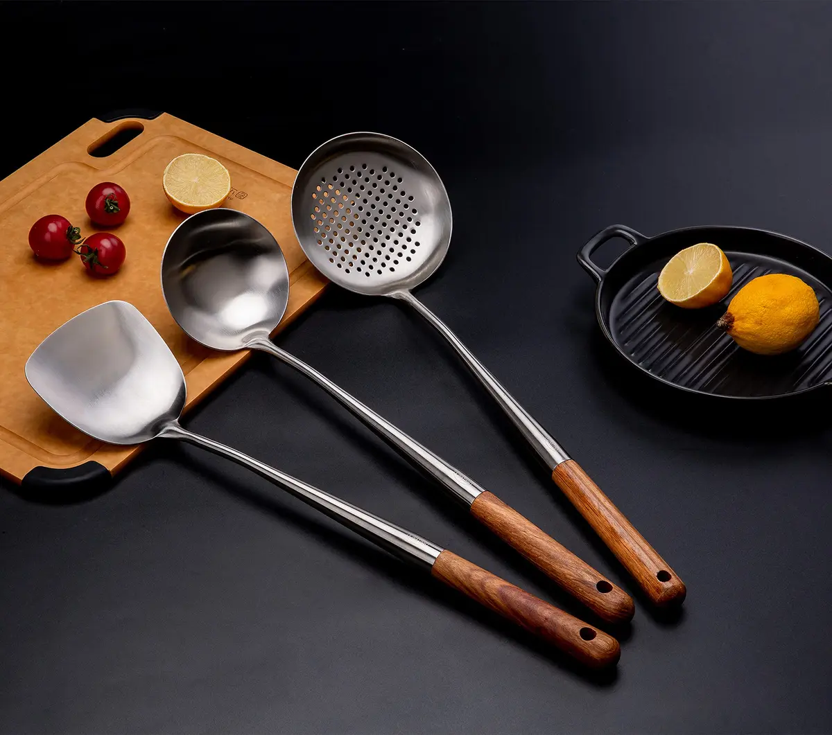 FJNATINH Wok Spatula and Ladle Set | 17in Stainless Steel Cooking Utensils for Wok - view 2
