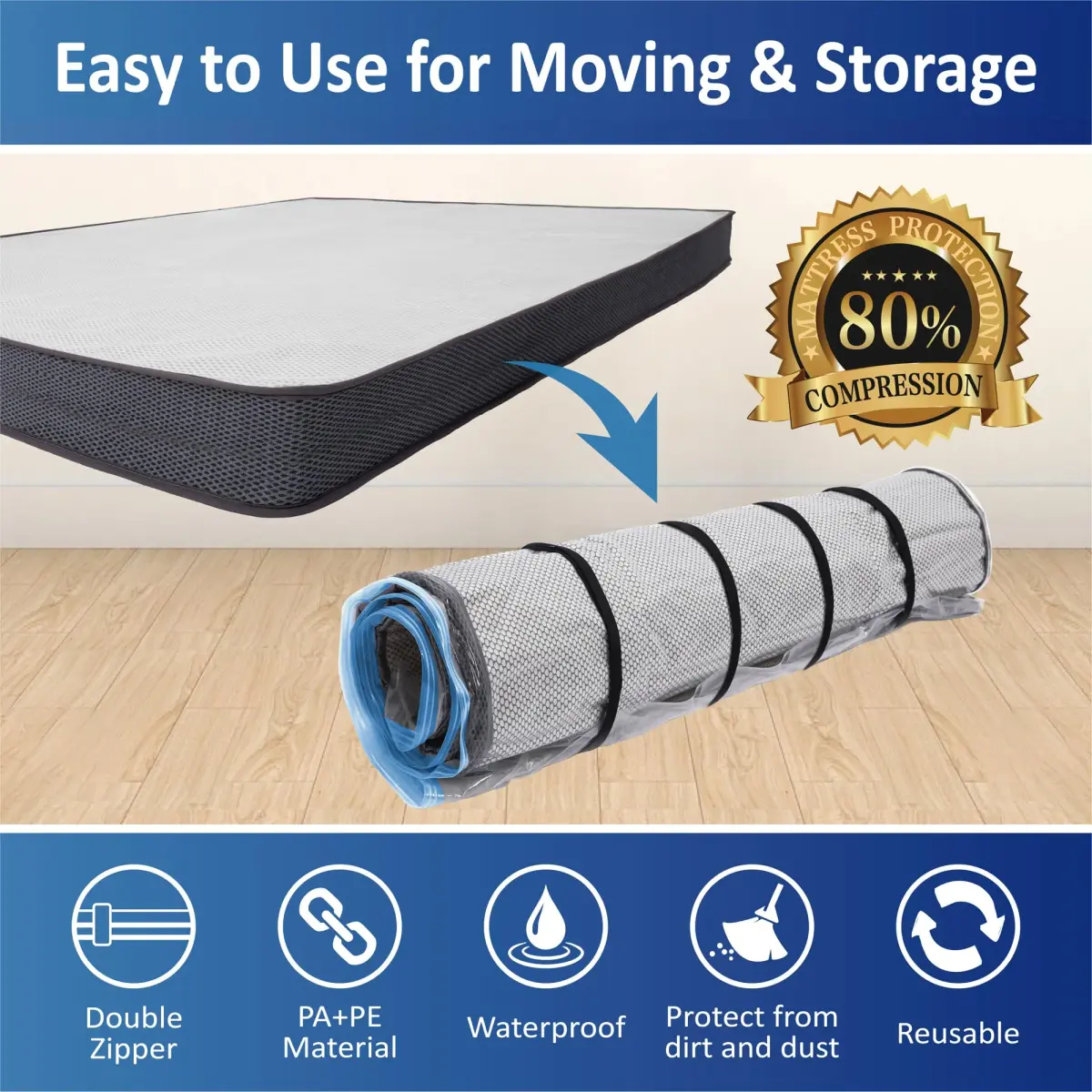 Storage Logic Mattress Vacuum Bag for Twin/Twin-XL Foam Mattresses | Compresses for Easy Moving & Storage - view 2