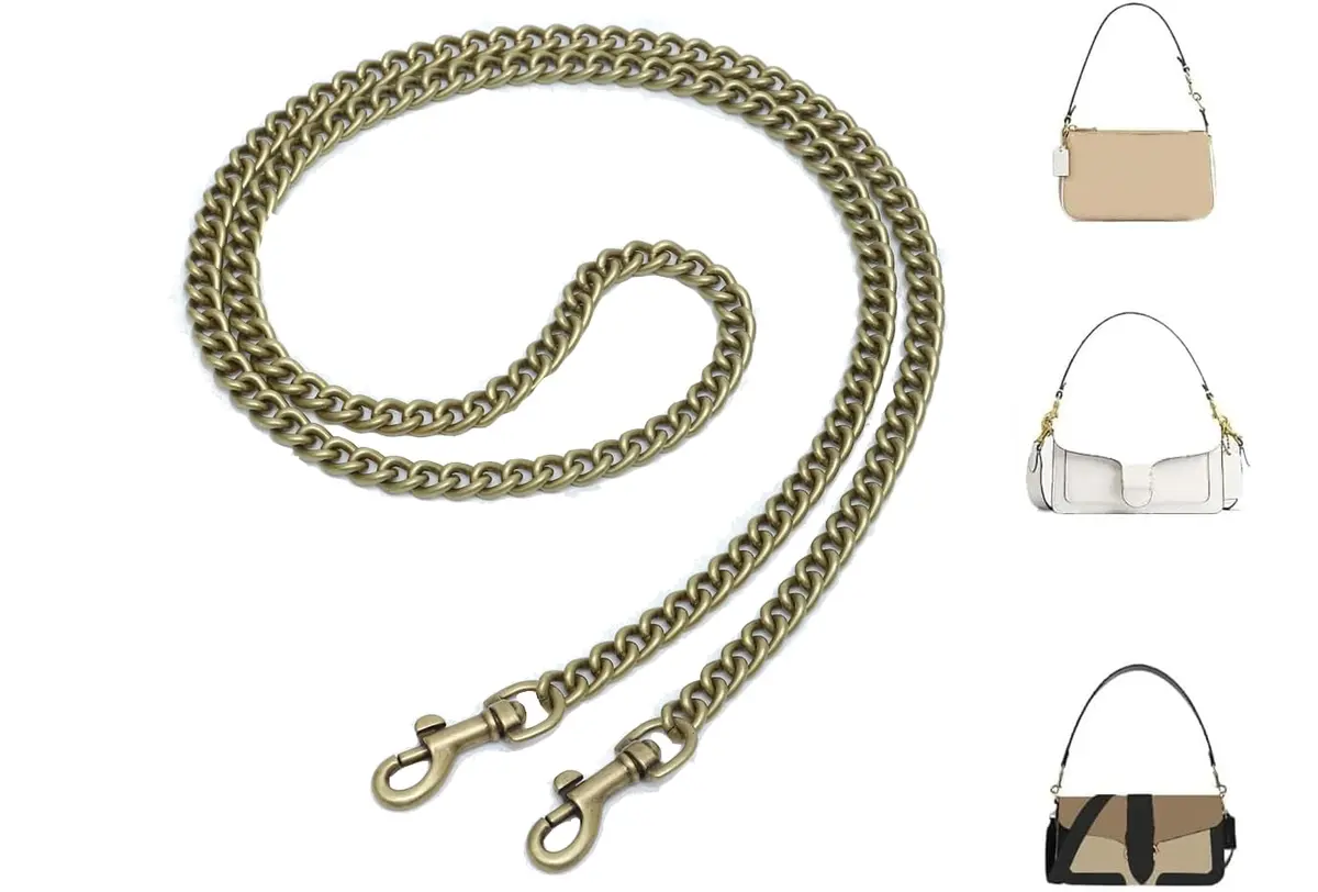 OAikor Antique Gold Flat Bag Chain Strap 100cm (39") | Metal Purse Chain for DIY Handbags - main product image