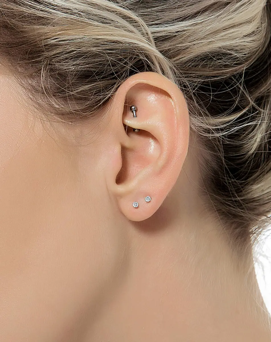 Tornito Tiny Cartilage Earrings 20G Stainless Steel Small Round CZ Set for Men Women | 10 Pairs - view 5