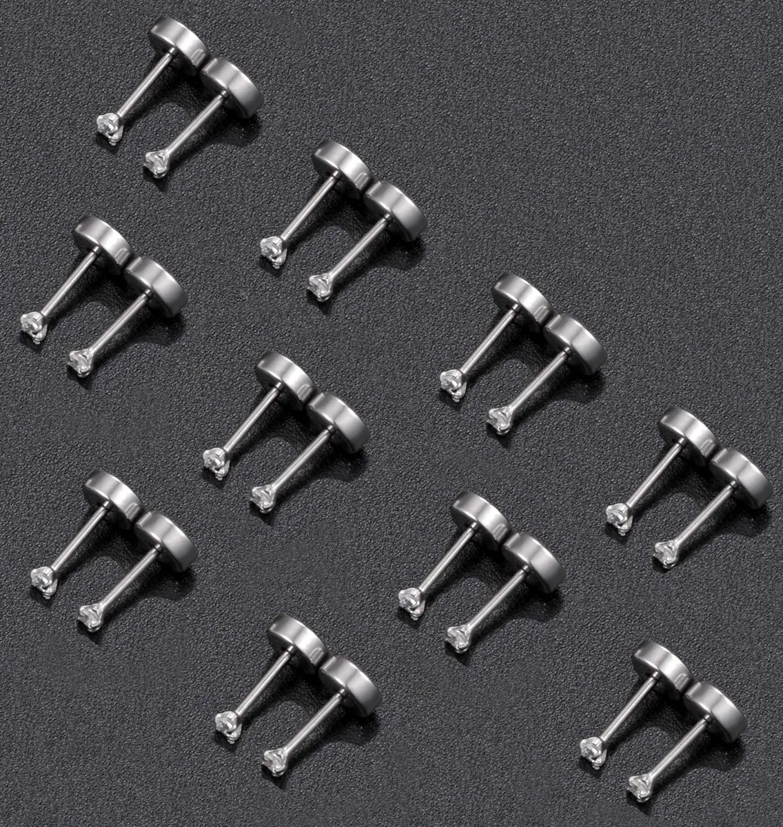 Tornito Tiny Cartilage Earrings 20G Stainless Steel Small Round CZ Set for Men Women | 10 Pairs - view 6