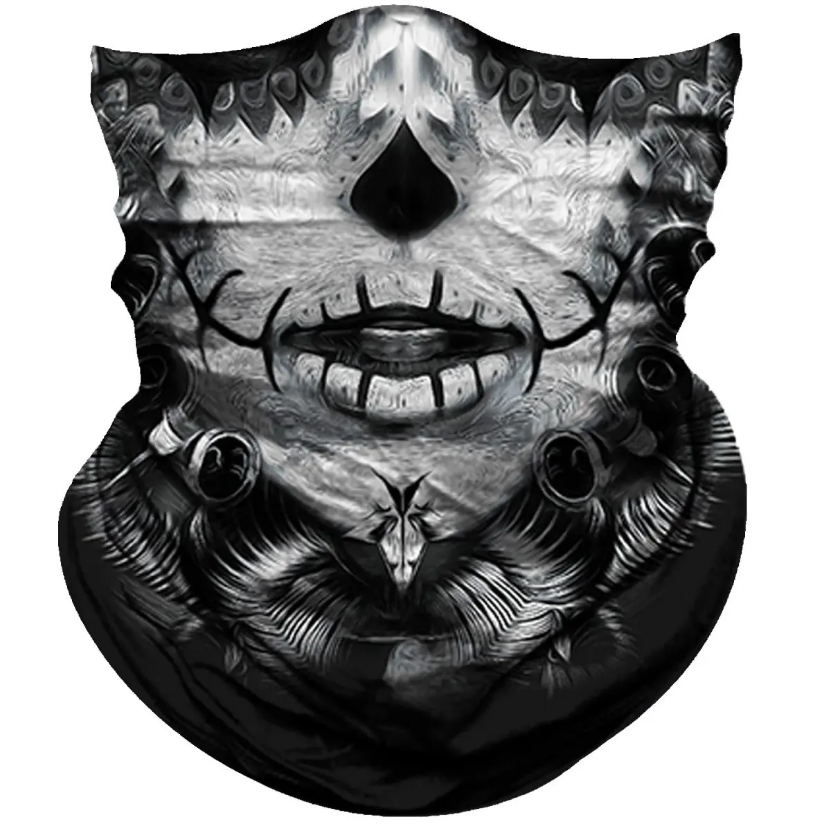 Obacle Skull Face Mask - Gray White Face Tear Lips Design for Dust, Wind & UV Protection - main product image