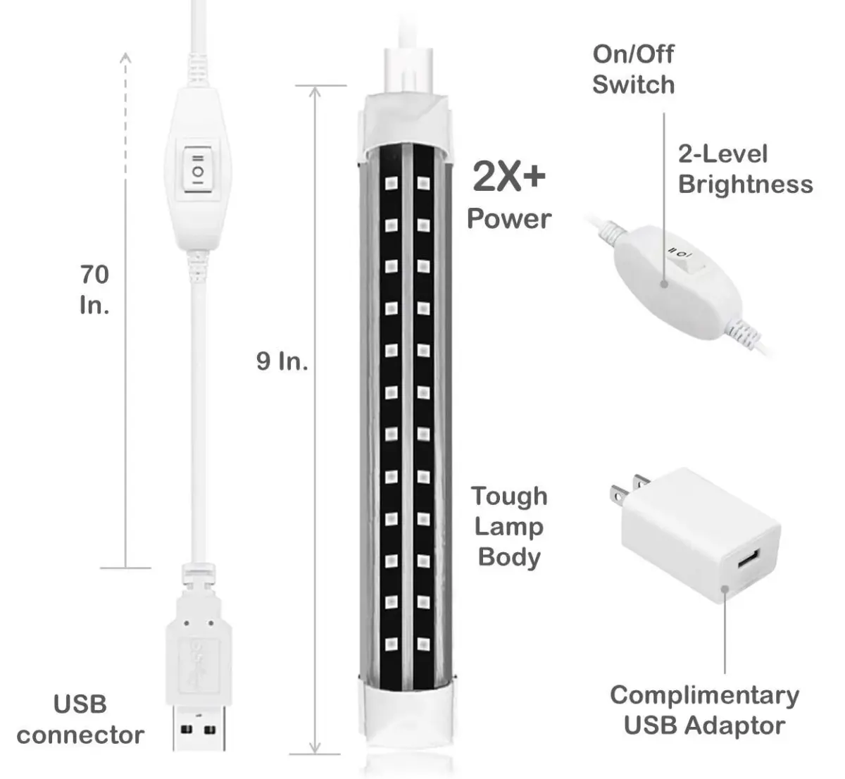 HouLight LED Blacklight Tube 6W (18cm / 0.4lb) | 395-400nm UV Glow for Parties & Art - view 6