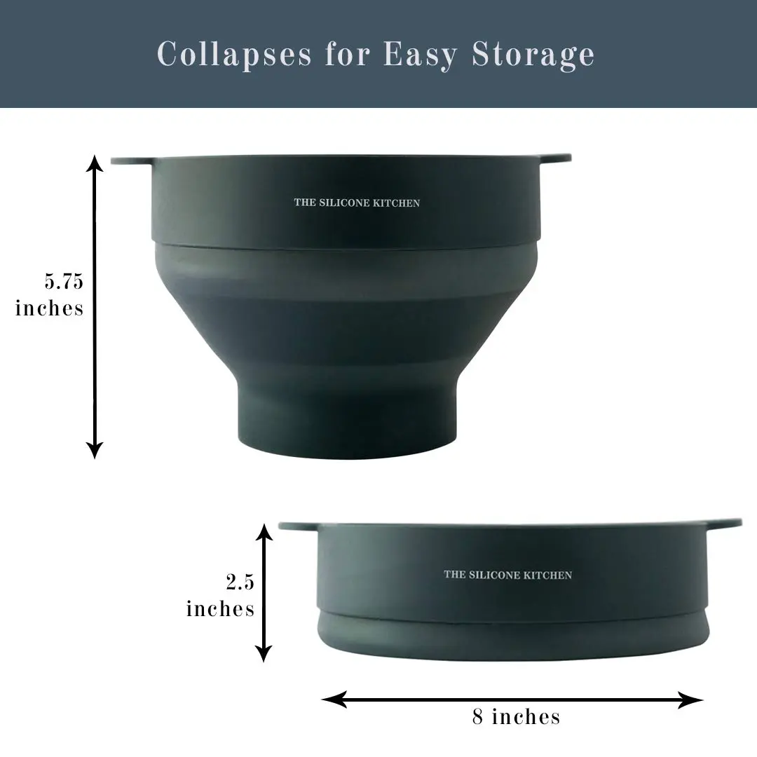 The Silicone Kitchen Silicone Microwave Popcorn Maker Collapsible Bowl | Non-Toxic, Dishwasher Safe, Dark Blue - view 3