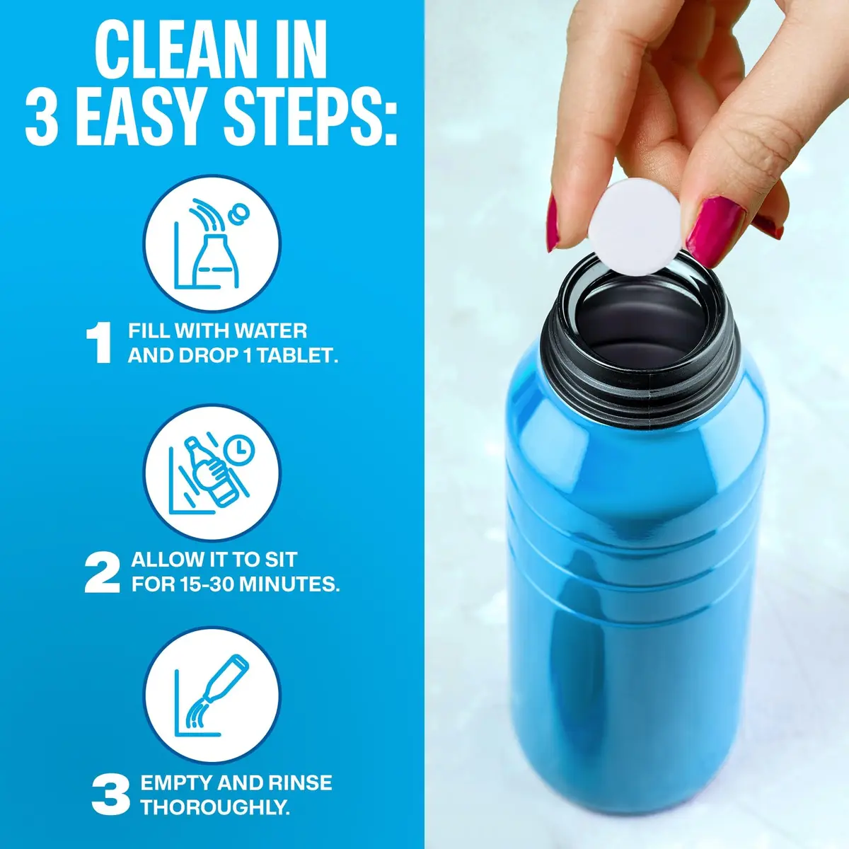 Sudstainables Water Bottle Cleaning Tablets 36 Count | Cleans Reusable Bottles, Tumblers, Flasks and Hydration Packs - view 3