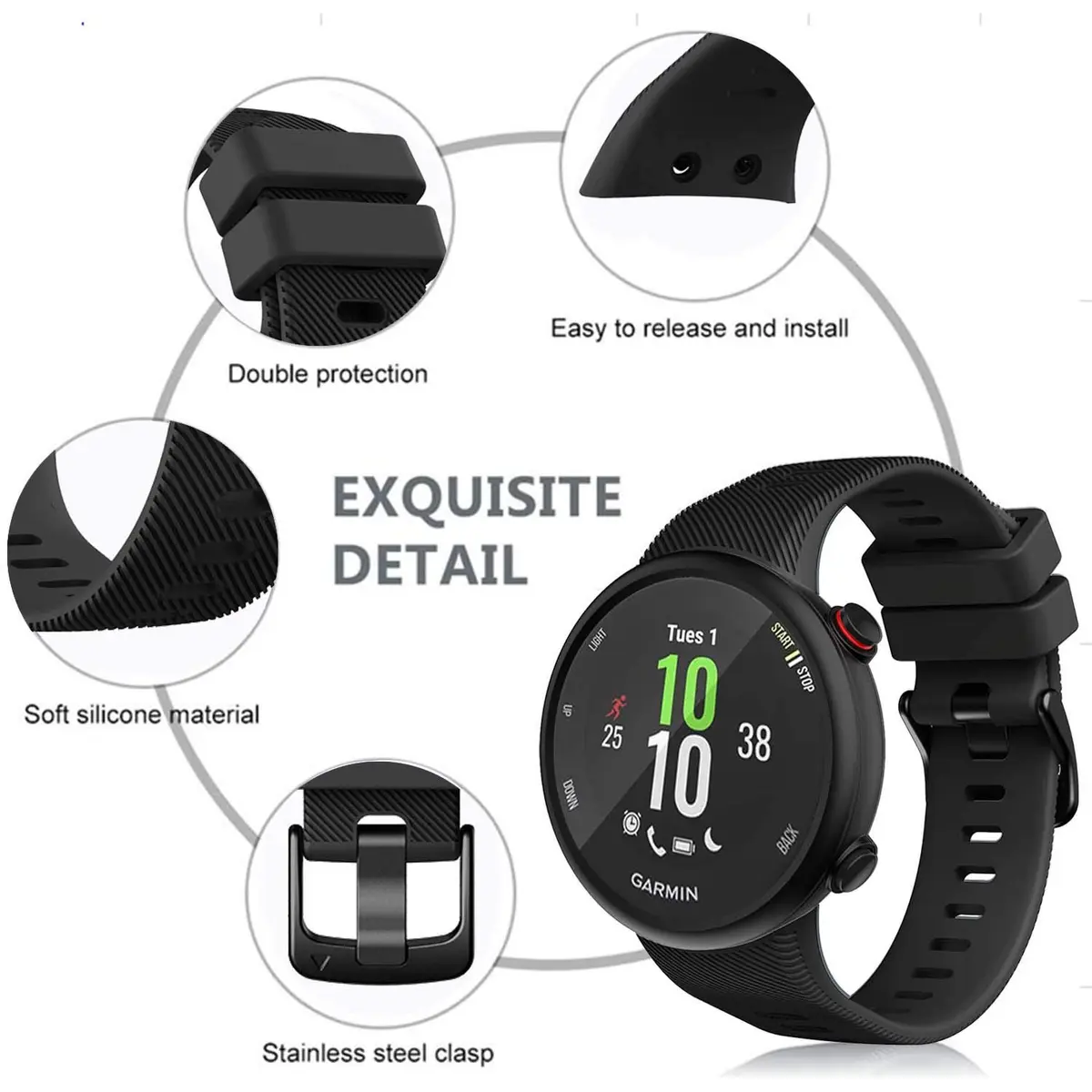 TopPerfekt Silicone Watch Band Compatible with Garmin Forerunner 45 and Swim 2 | Sport & Comfortable Fit (70-120 chars) - view 5
