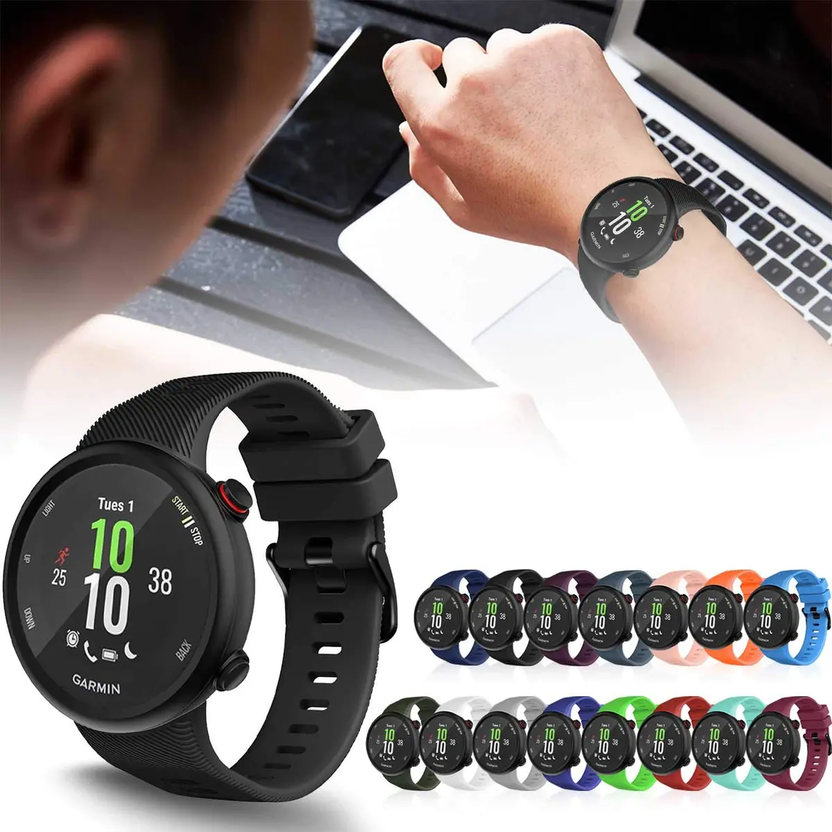 TopPerfekt Silicone Watch Band Compatible with Garmin Forerunner 45 and Swim 2 | Sport & Comfortable Fit (70-120 chars) - view 7