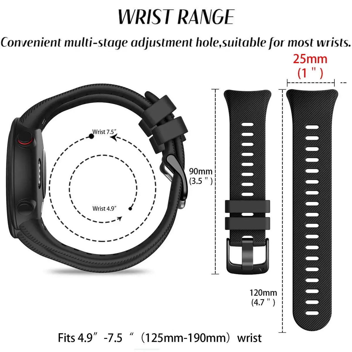 TopPerfekt Silicone Watch Band Compatible with Garmin Forerunner 45 and Swim 2 | Sport & Comfortable Fit (70-120 chars) - view 3