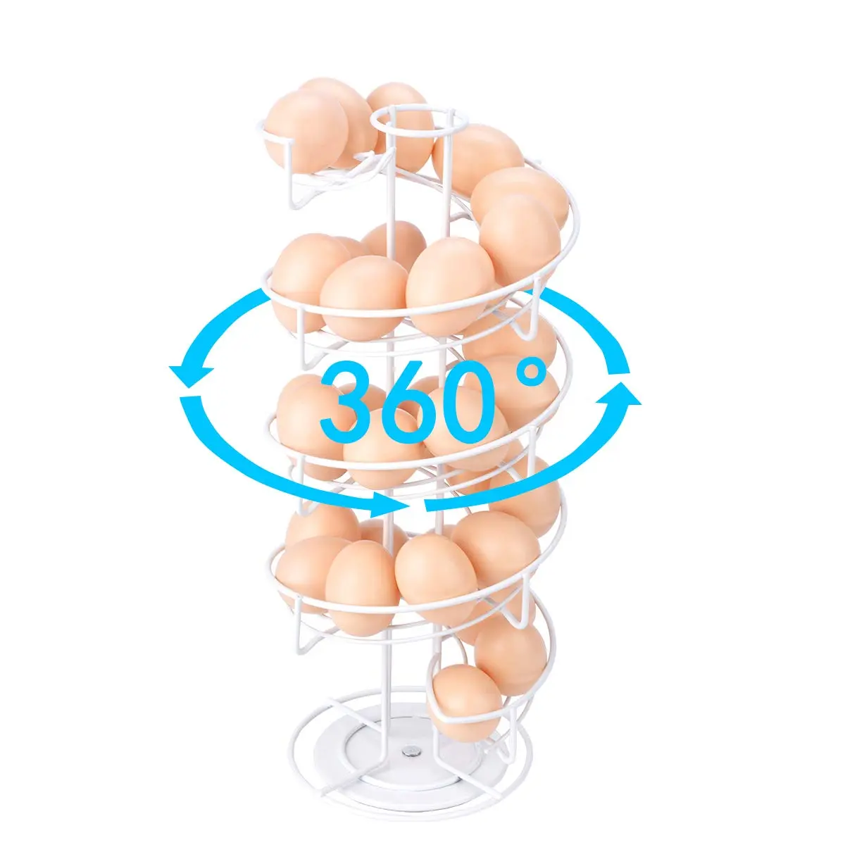 Toplife White Item Container | Spiral Metal Egg Skelter Dispenser, 6.9 x 6.9 x 16.1 in, Modern Kitchen - view 3