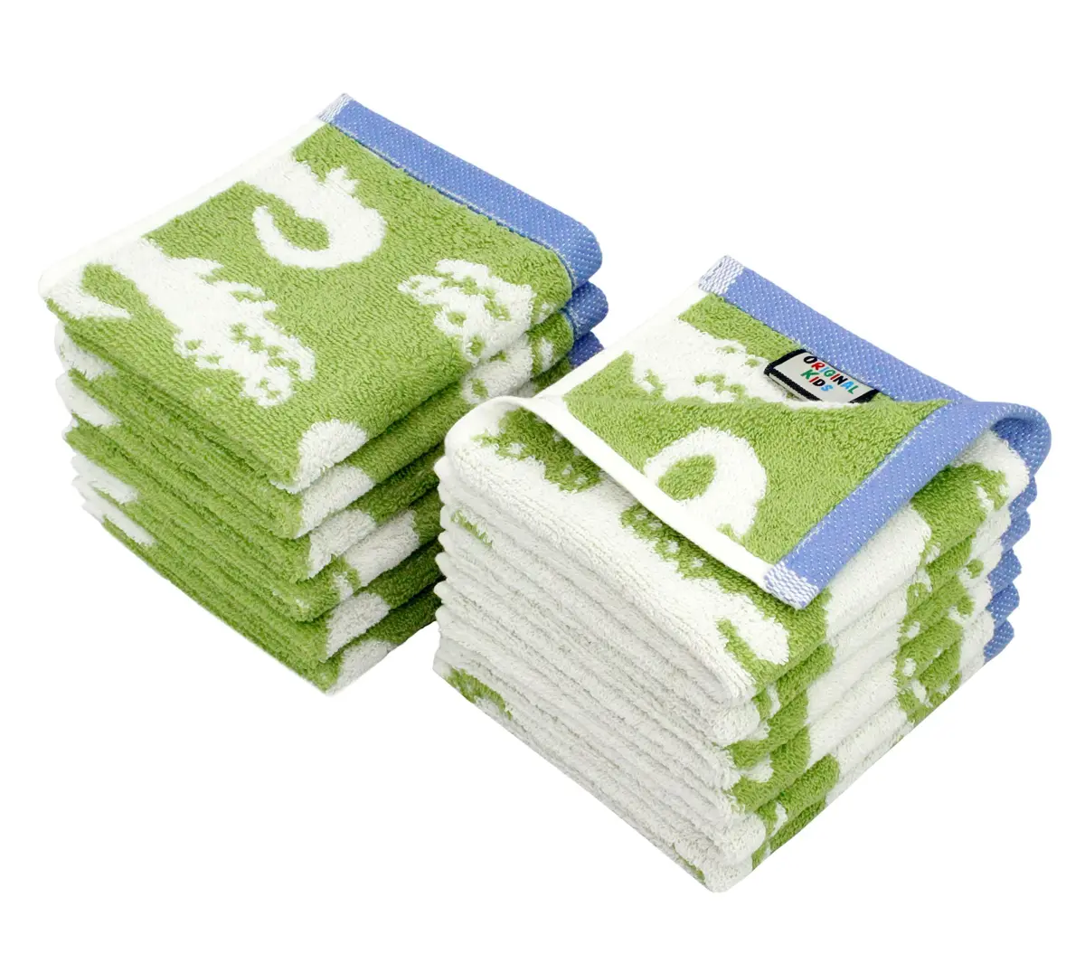 ORIGINAL KIDS Crocodile Wash Cloth Set of 12 | 30x30 cm (12x12 Inch) | 100% Cotton Terry Jacquard - main product image