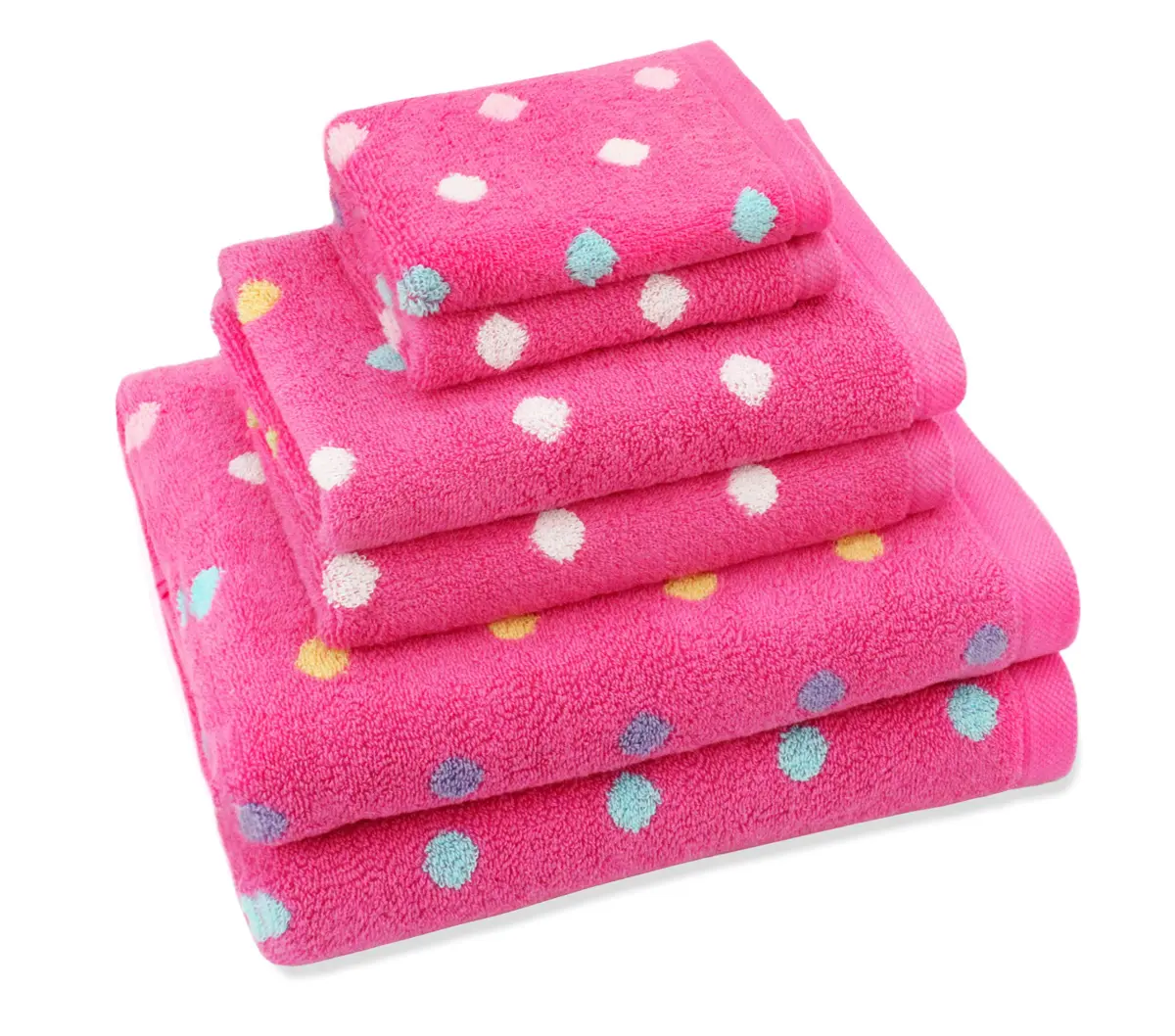 ORIGINAL KIDS 6 Piece Towel Set - Pink Multi Color | 2 Bath, 2 Hand, 2 Wash Cloths | 100% Cotton - main product image
