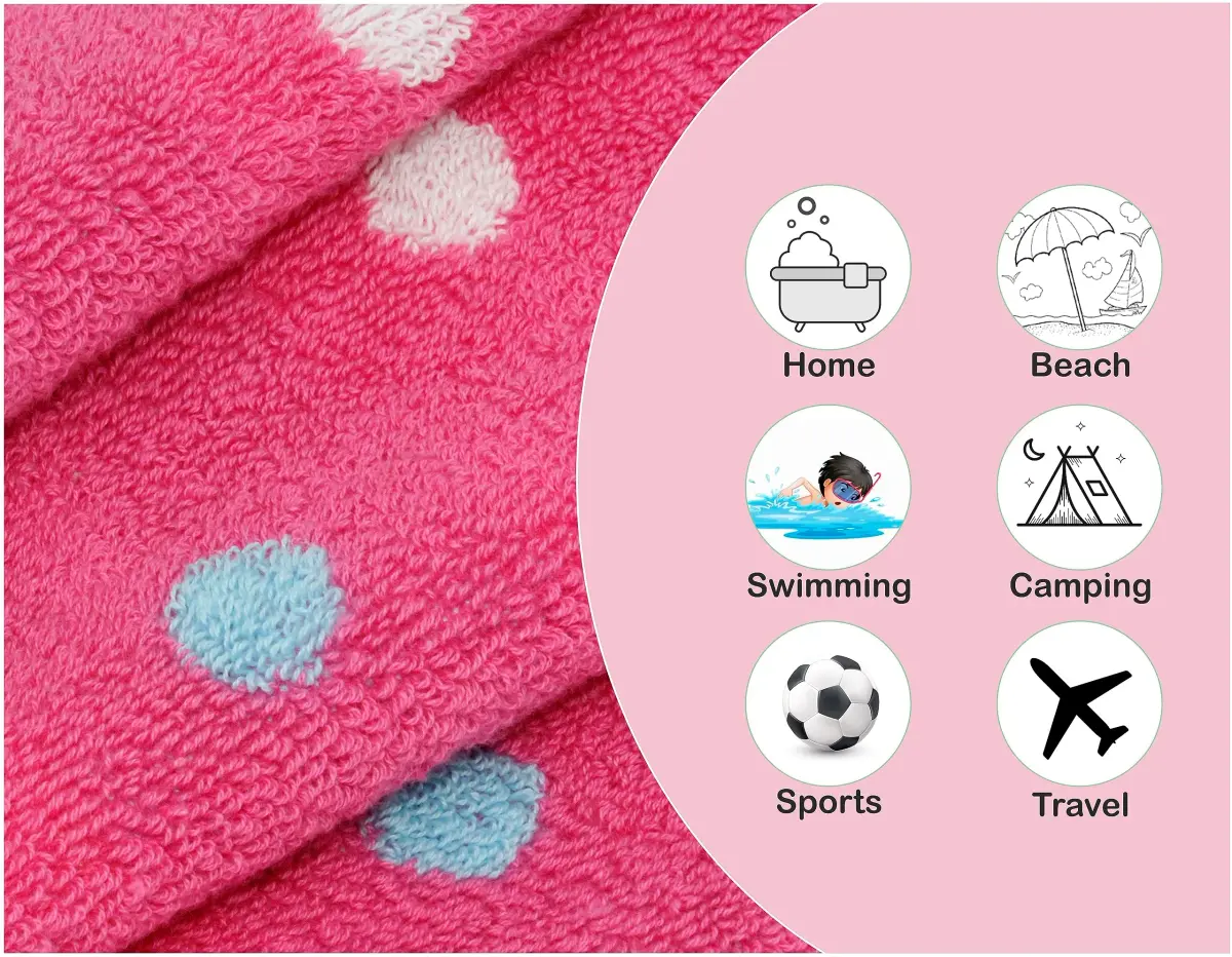 ORIGINAL KIDS 6 Piece Towel Set - Pink Multi Color | 2 Bath, 2 Hand, 2 Wash Cloths | 100% Cotton - view 4