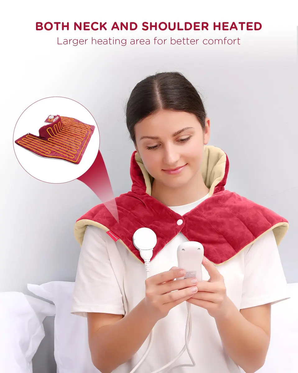 Comfytemp Weighted Heating Pad for Neck Shoulders Back 1.40kg (3.1lb) Red | Fast Heating & Auto Shut-Off - view 5