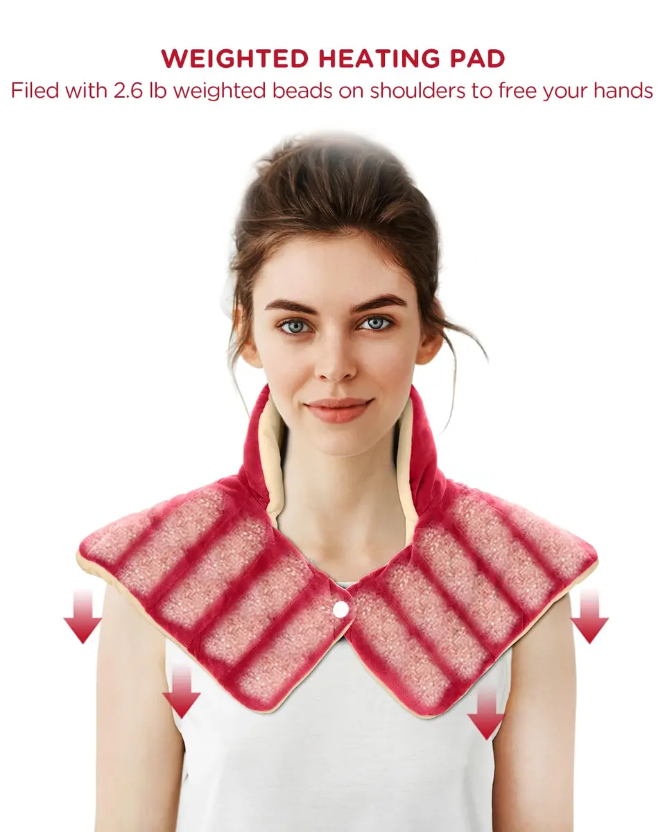 Comfytemp Weighted Heating Pad for Neck Shoulders Back 1.40kg (3.1lb) Red | Fast Heating & Auto Shut-Off - view 7