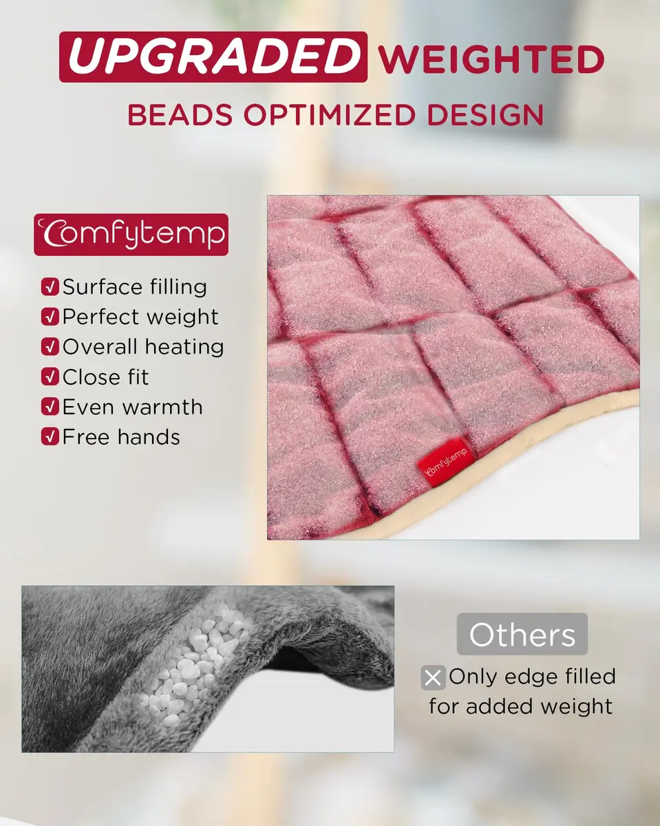 Comfytemp Weighted Heating Pad for Neck Shoulders Back 1.40kg (3.1lb) Red | Fast Heating & Auto Shut-Off - view 3