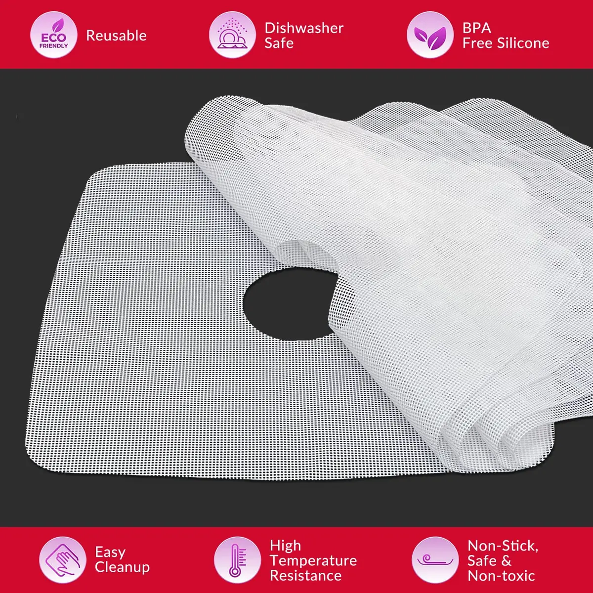 GUCUJI Pack of 5 Premium Non Stick Silicone Dehydrator Sheets for Nesco FD-80 & FD-80A | Food Grade Mesh - view 2