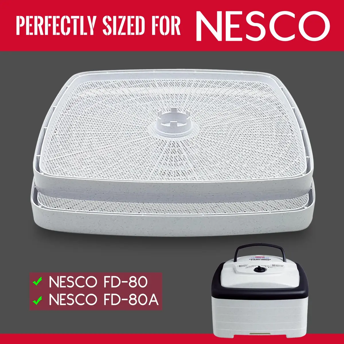 GUCUJI Pack of 5 Premium Non Stick Silicone Dehydrator Sheets for Nesco FD-80 & FD-80A | Food Grade Mesh - view 3
