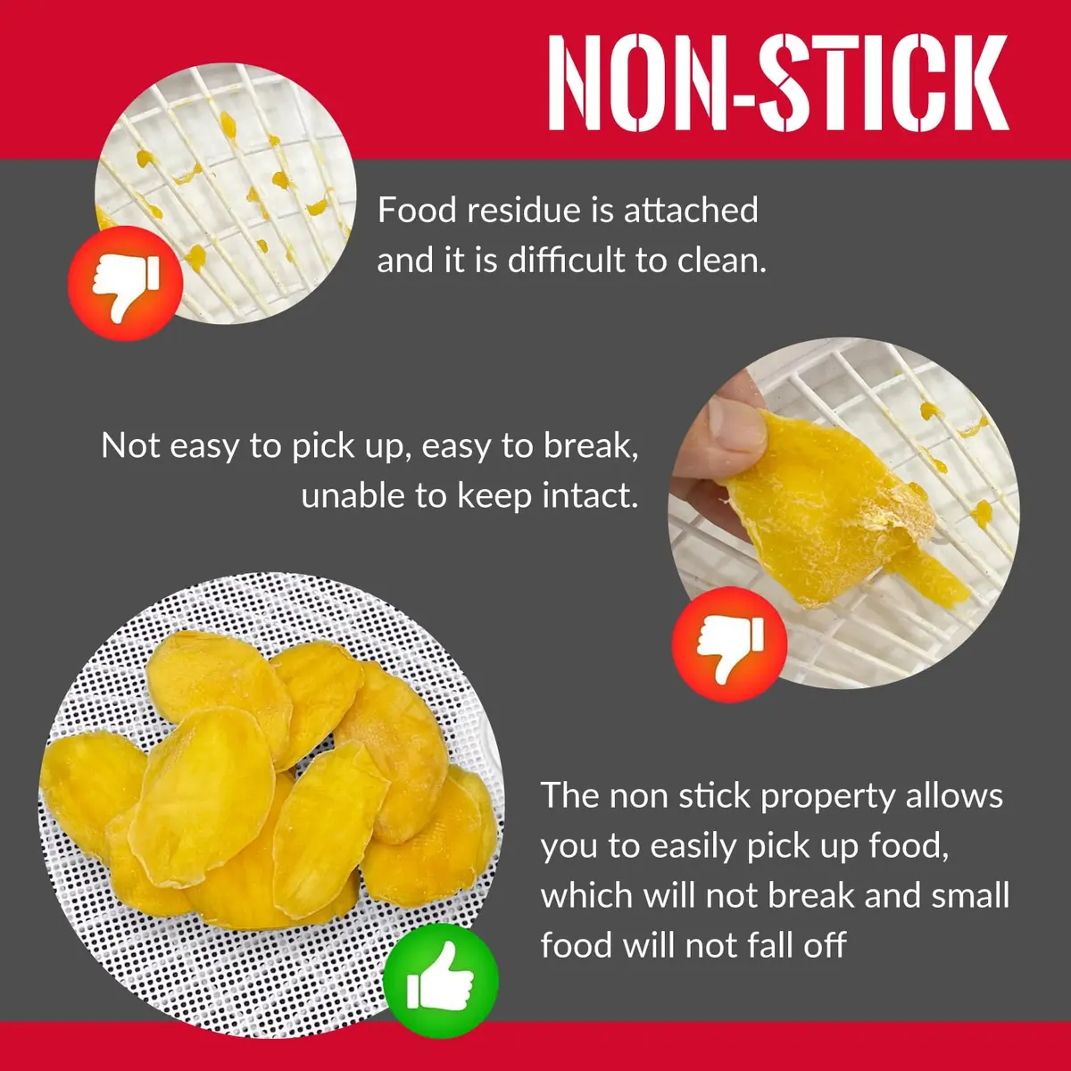 GUCUJI Pack of 5 Premium Non Stick Silicone Dehydrator Sheets for Nesco FD-80 & FD-80A | Food Grade Mesh - view 4