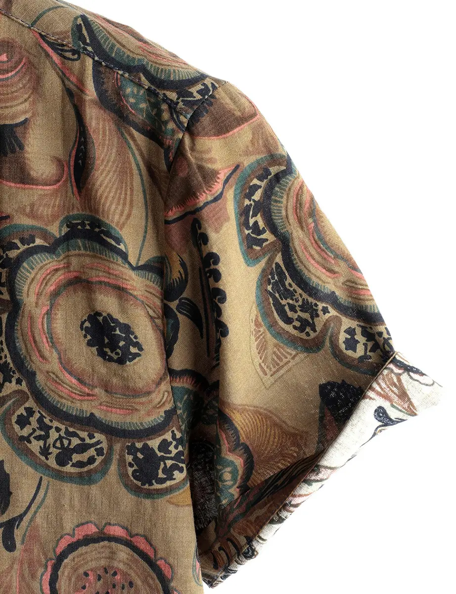 VATPAVE Mens Hawaiian Shirt Short Sleeve Button-Down XL Brown | Tropical Casual Style - view 5