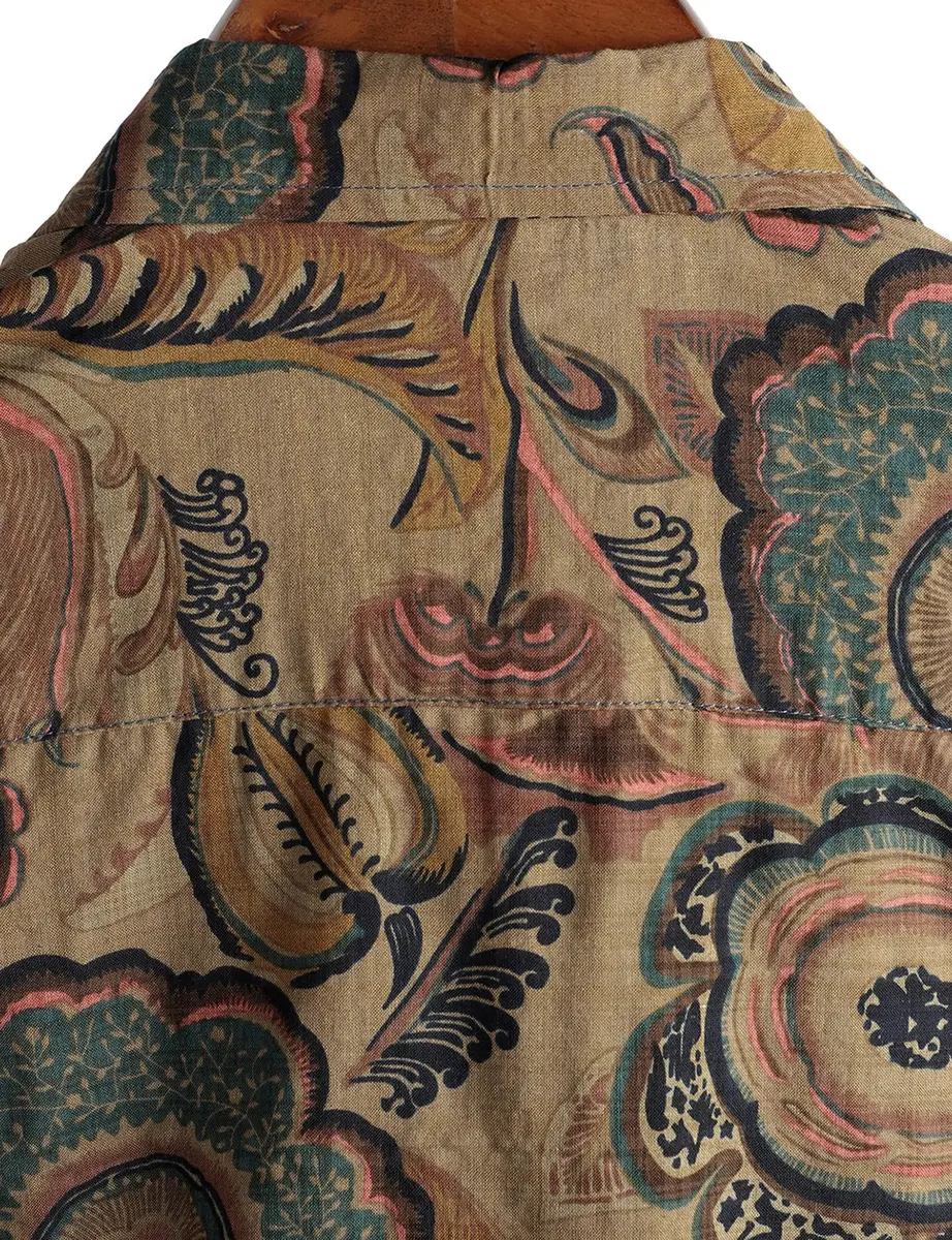 VATPAVE Mens Hawaiian Shirt Short Sleeve Button-Down XL Brown | Tropical Casual Style - view 7