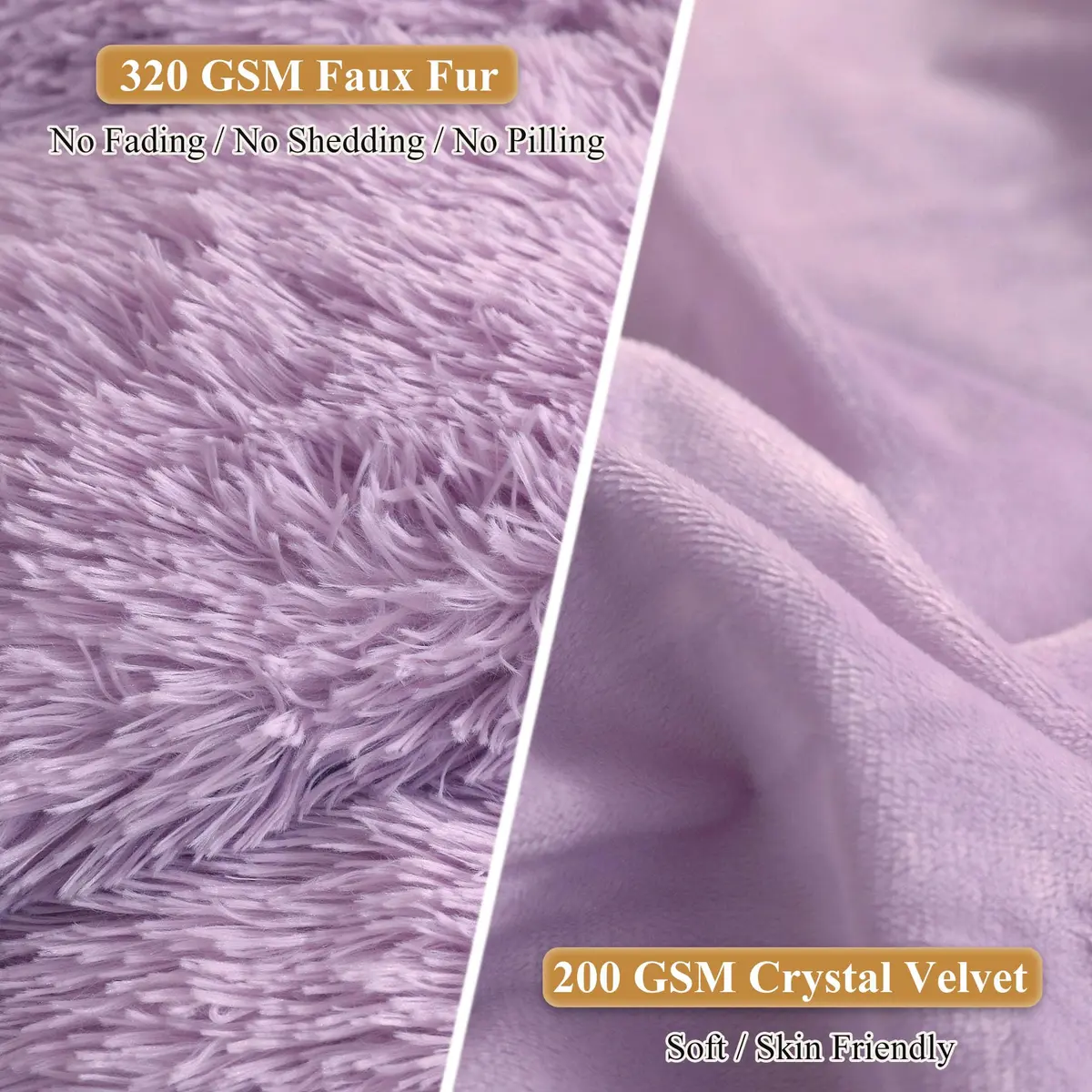 XeGe Fluffy Faux Fur Pillow Cases, Set of 2 Standard Orchid Tint, 51x66cm (20"x26") | Luxurious Soft Plush Decorative Covers - view 4
