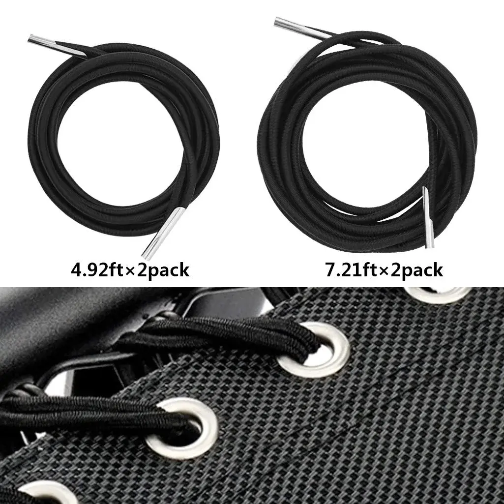 Jmkcoz 4 Pcs Universal Zero Gravity Chair Repair Cords Replacement Laces Elastic Lounge Chair Cord for Antigravity Chair, Recliners, Bungee Chair (Black) - view 3