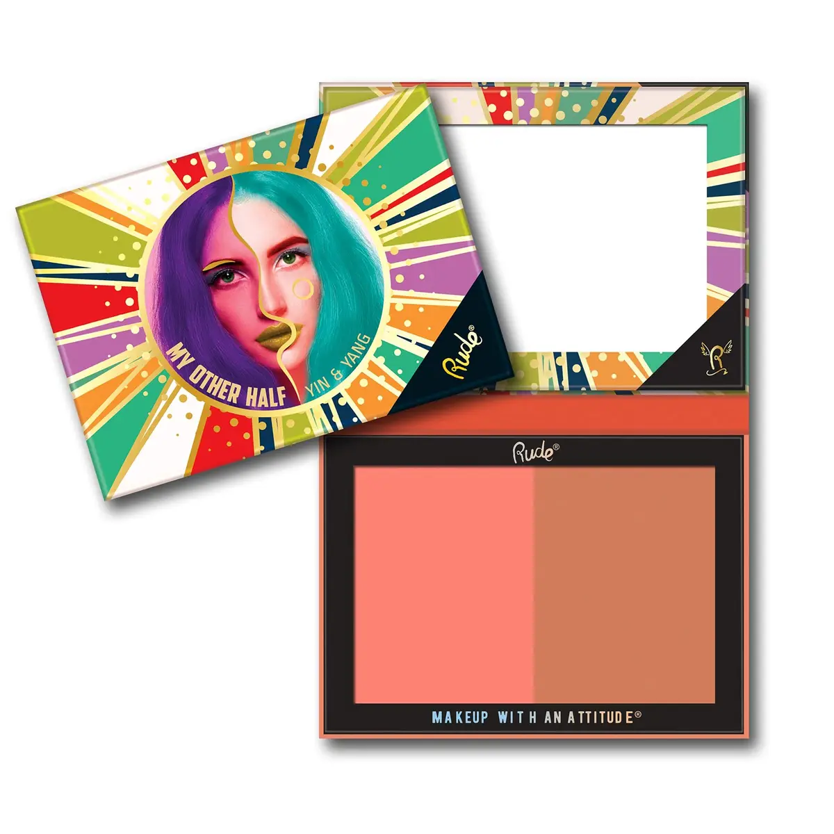 RUDE My Other Half Duo Shade Face Palette - Yin and Yang 0.4 oz | Versatile Duo Shades for All Skin Tones - main product image