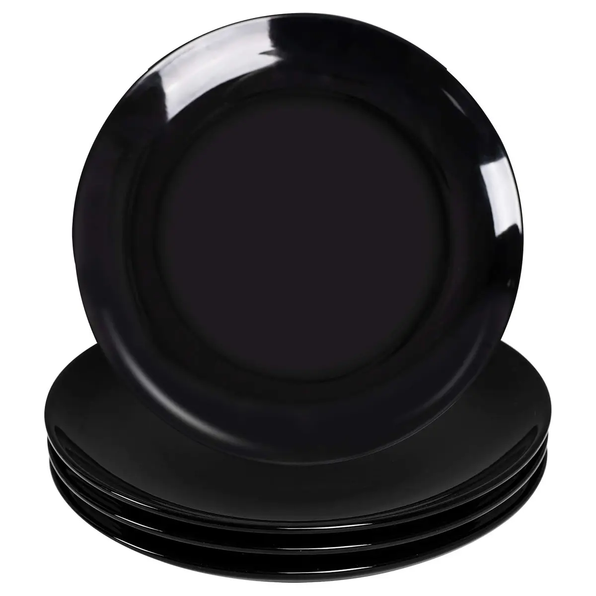DELLING 10 Inch Black Porcelain Dinner Plates Set of 4 | Chip Resistant, Microwave & Oven Safe - main product image