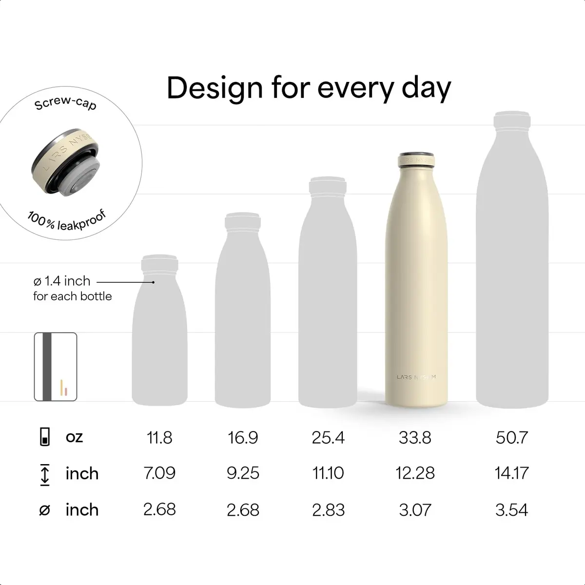 LARS NYSØM Stainless Steel Insulated Water Bottle 34oz | Vacuum & Leakproof Design for Active Use - view 4
