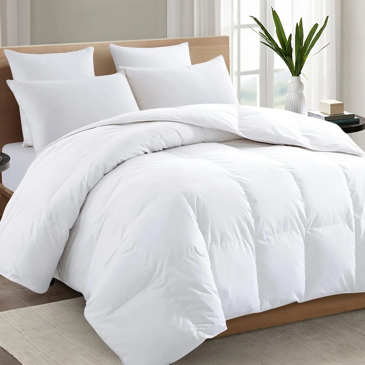 TEXARTIST White Queen Comforter | All Season Down Alternative Duvet Insert (90x90in) - main product image
