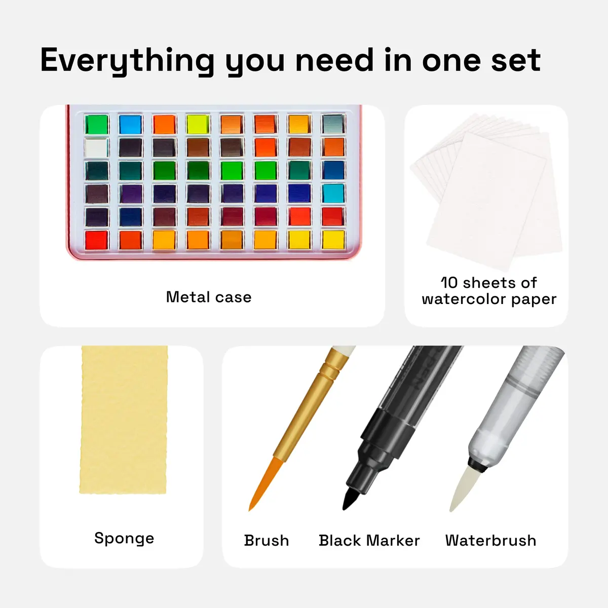 ARTISTRO Watercolor Paint Set with Palette & Brush Pens - 48 Colors | High-Quality Artist Watercolors for Adults & Kids - view 3