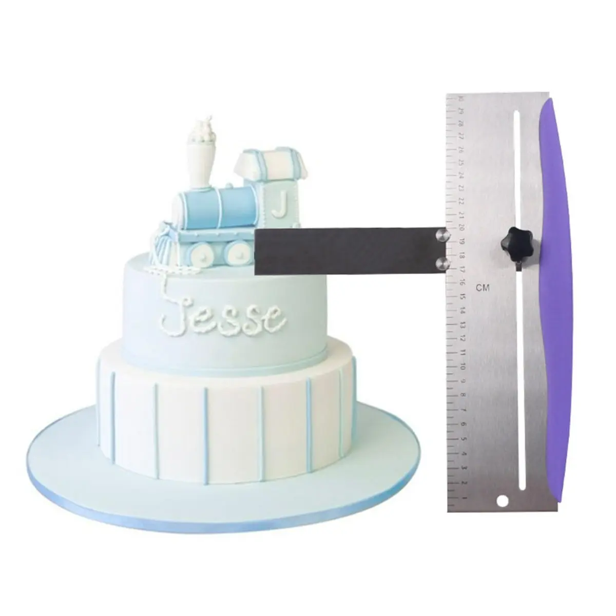 LVOERTUIG 12 Inch Adjustable Cake Scraper | Stainless Steel Cake Smoother with Scale, PP Handle - main product image