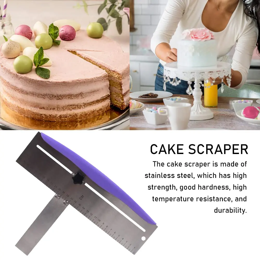LVOERTUIG 12 Inch Adjustable Cake Scraper | Stainless Steel Cake Smoother with Scale, PP Handle - view 6