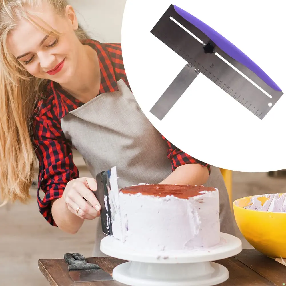 LVOERTUIG 12 Inch Adjustable Cake Scraper | Stainless Steel Cake Smoother with Scale, PP Handle - view 7